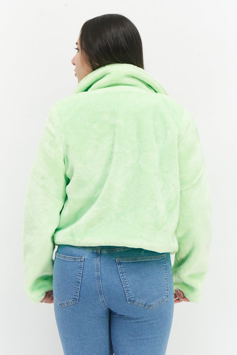 BRAVE SOUL Women Textured Trench Coat, Lime  - Image 3