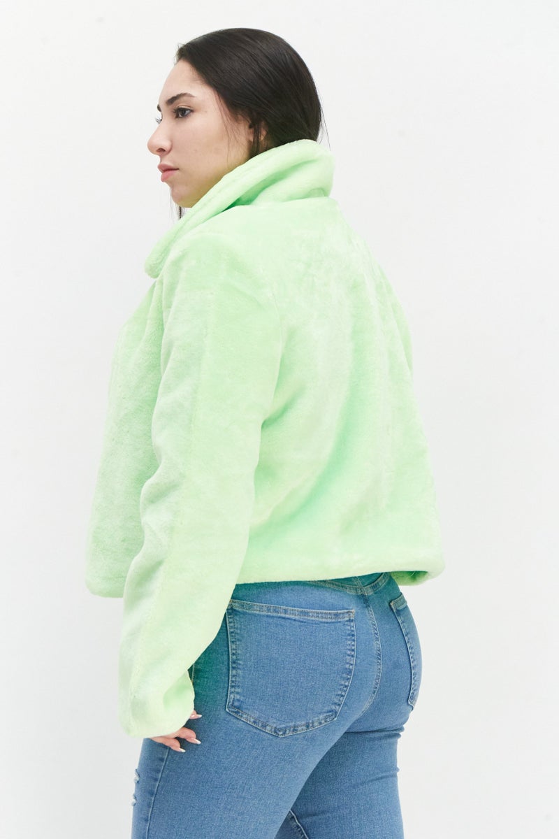 BRAVE SOUL Women Textured Trench Coat, Lime  - Image 2