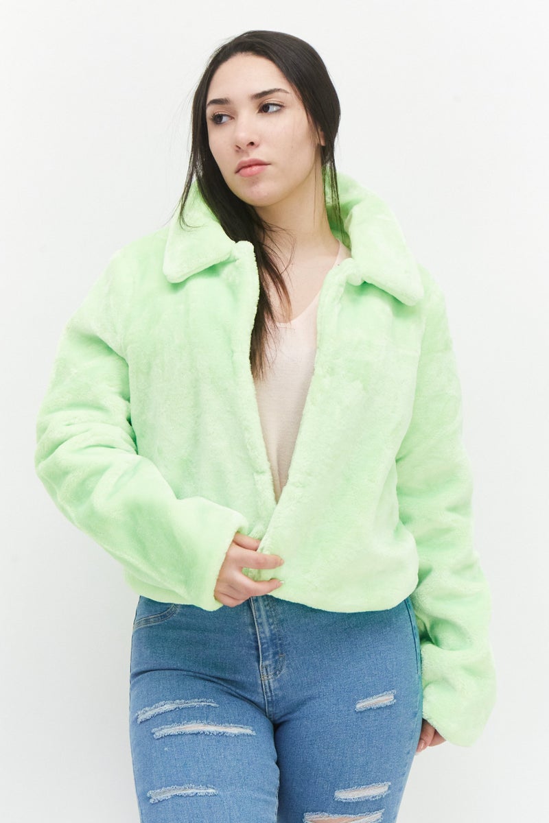 BRAVE SOUL Women Textured Trench Coat, Lime  - Image 1