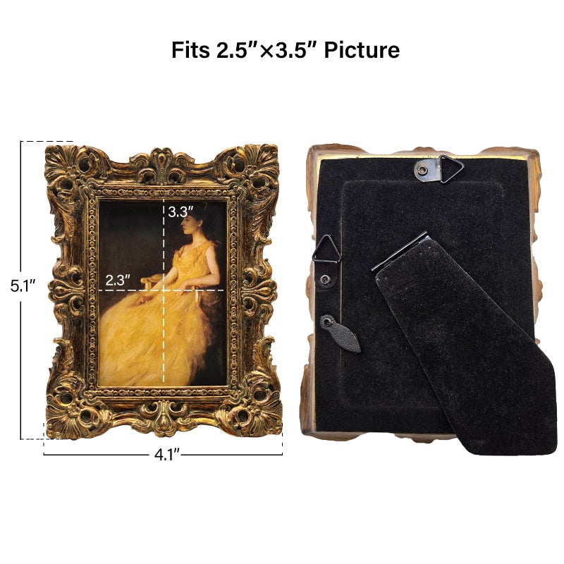 سيسو CISOO 2.5x3.5 عتيقة صورة صغيرة إطار عتيقة عتيقة البرونز الحجم الذهب الحجم إطار الصورة للجدول أعلى وجدار عرض تصميم الأزهار الرجعية معرض صور ديكور المنزل - Image 5