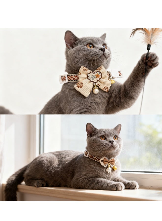 2 Pack Breakaway Cat Collar,  Bowknot Adjustable Kitten Collar with Bell, Lightweight Pet Safety Collar, Pet Fall Accessories - Image 3