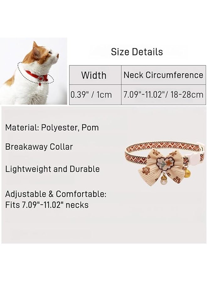 2 Pack Breakaway Cat Collar,  Bowknot Adjustable Kitten Collar with Bell, Lightweight Pet Safety Collar, Pet Fall Accessories - Image 2