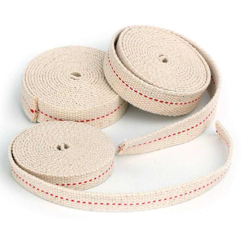 HuaArt HuaArt 195 Foot 3 Rolls Oil Lamp Wick 12 Inch Oil Lantern Wick 34 Inch Flat Cotton Wick 78 Inch Oil Lamp Wicks Burner with Stitch 65 Feet per Roll 