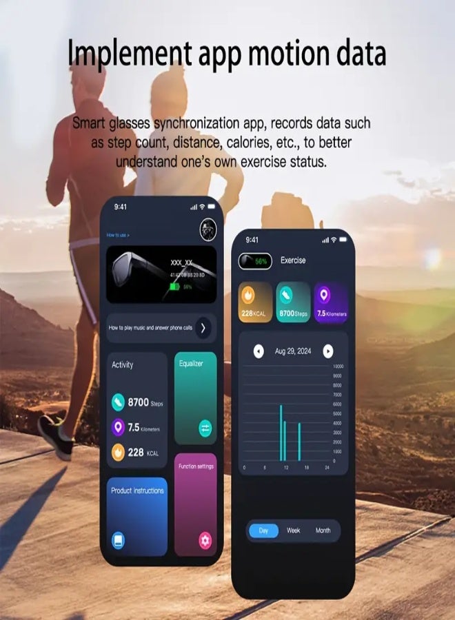 GS-300 Intelligent Audio Smart Glasses with Remote App & Pedometer Function, Built-in Microphone & Speaker, Wireless Bluetooth, Rechargeable Lithium Battery, USB Charging, Durable ABS Frame, Ideal for Sports, Driving, Fishing & Daily Wear - Image 4