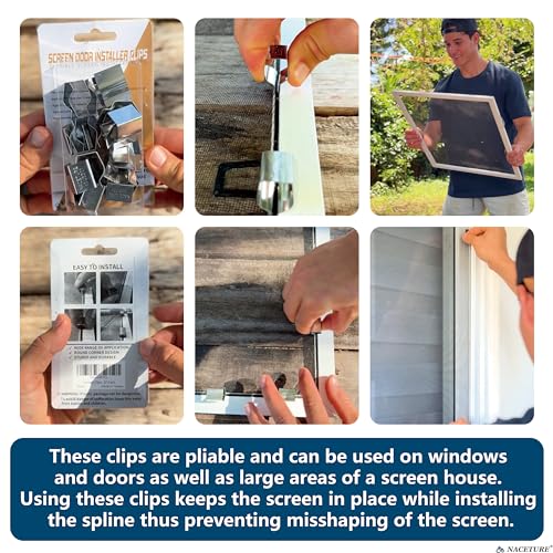 NACETURE Screen Door Installer Clips - 20 Pieces Screen Clips for rescreening and Screen Retainer Clips for Patio and Garage Window for Installing Window and Door Screens (20 Pack) - Image 2
