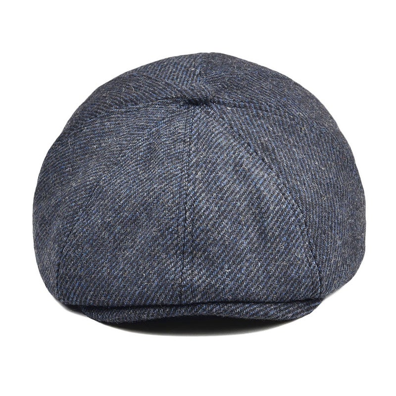 VOBOOM Men Wool Blend 8 Panel Newsboy Cap Herringbone Cabbie Flat Tweed Hat (Navy) - Image 3