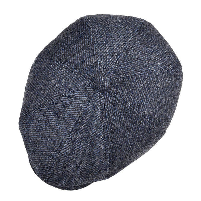 VOBOOM Men Wool Blend 8 Panel Newsboy Cap Herringbone Cabbie Flat Tweed Hat (Navy) - Image 5