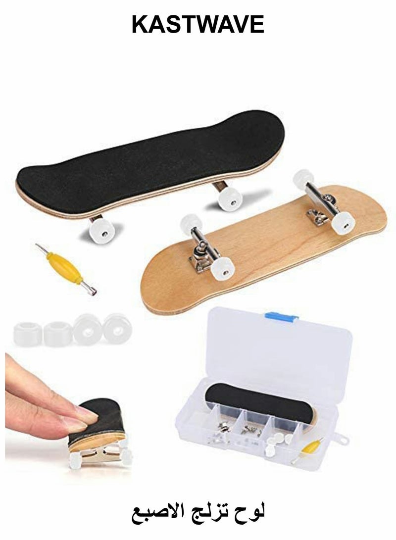 KASTWAVE Finger Skateboard, Alloy Mini Skateboard Deck with Pro Fingerboard Tools and Anti-Slip Pu Pad - Image 1