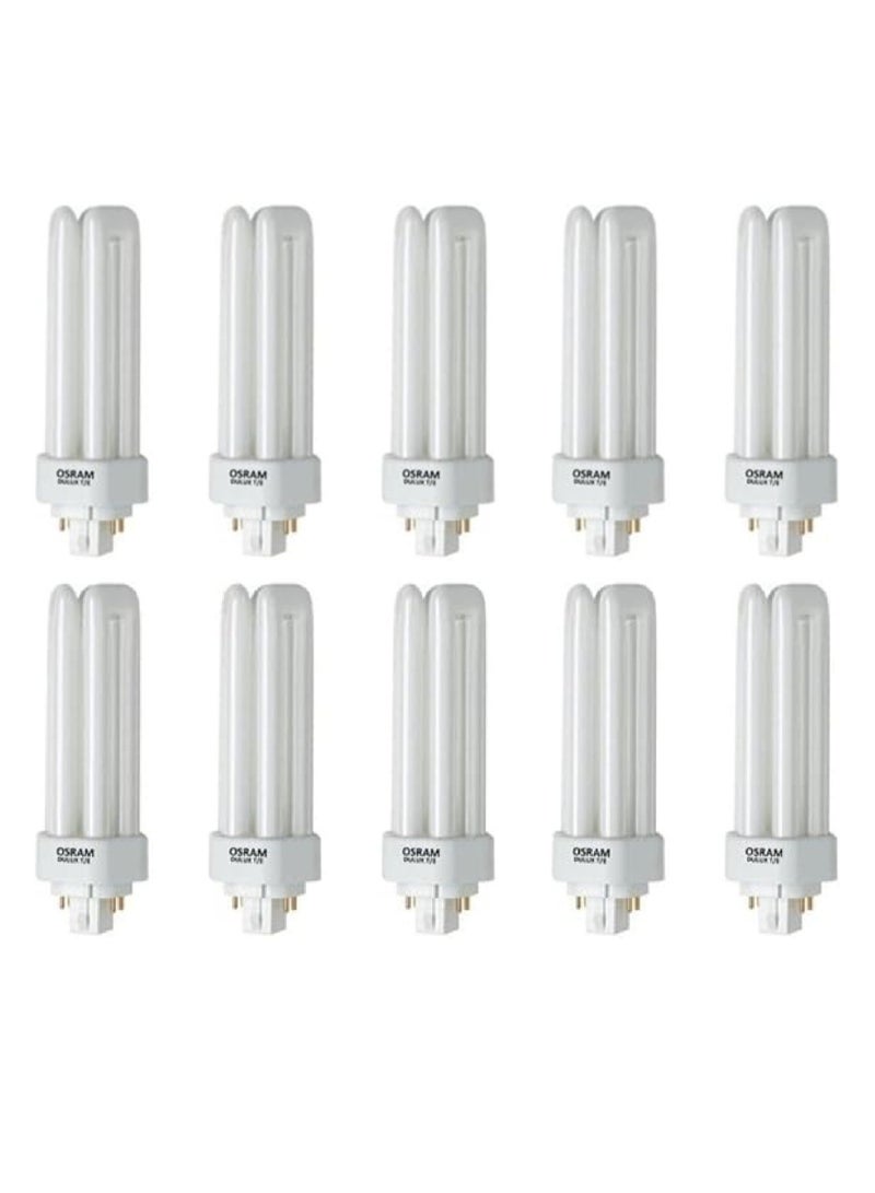 Osram Dulux T/E Plus 18W/830 Compact Fluorescent Lamp – GX24q-2 Base, Warm White (Pack of 10) - Image 1