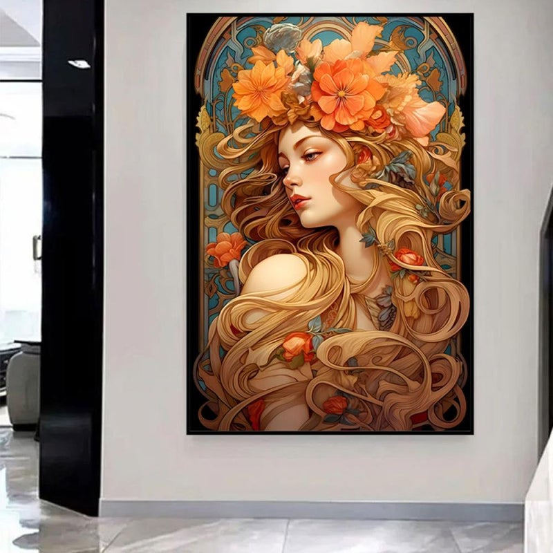 Marktna Girl Design Canvas Painting with Hollow Frame (120x80) 1 Piece - Image 4