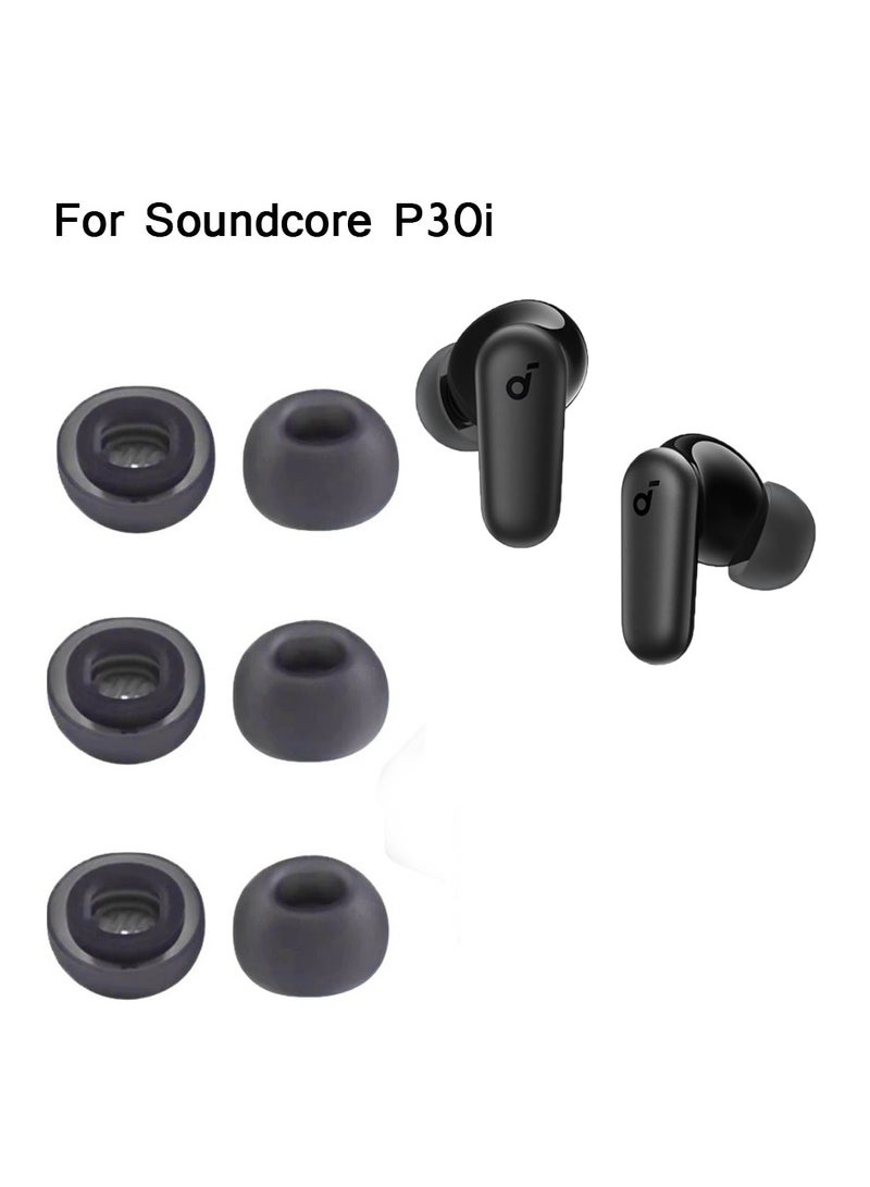 3pairs Ear Tips for Soundcore P30i Silicone Earbuds Replacement for Earbuds S/M/L-Black - Image 1