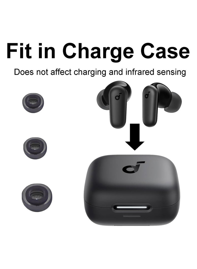 3pairs Ear Tips for Soundcore P30i Silicone Earbuds Replacement for Earbuds S/M/L-Black - Image 2