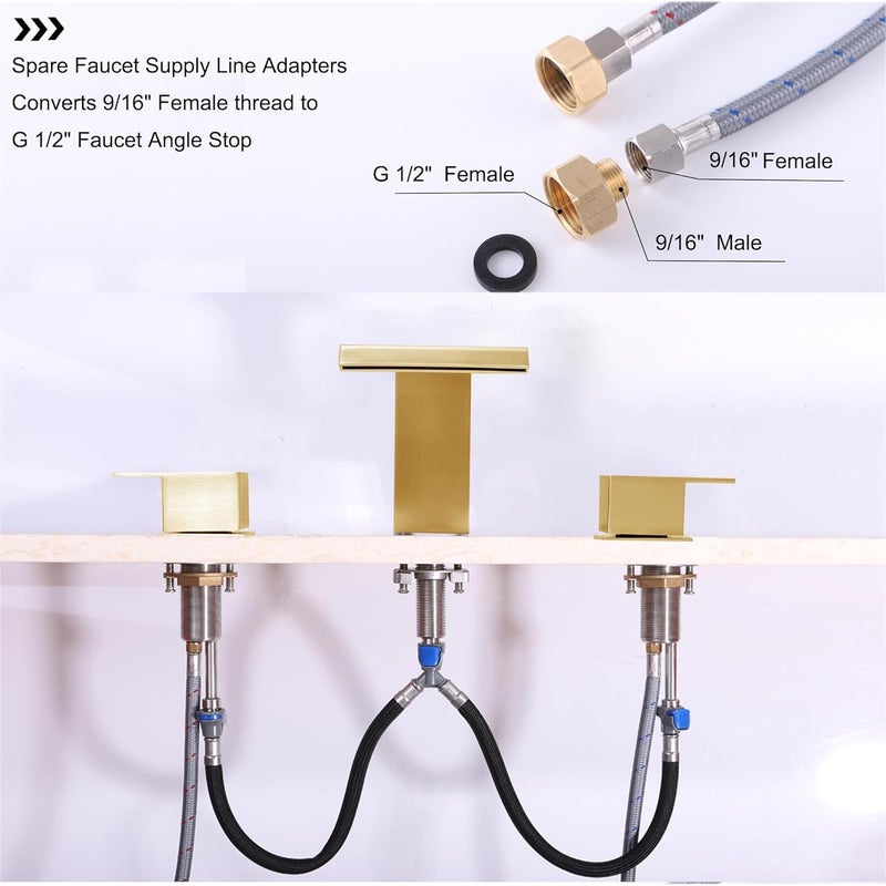 BEIYI Roman Tub Faucet Brushed Gold Deck Mount Waterfall Bathtub Faucet 2 Handles High Flow Bath Tub Faucet Set - Image 5