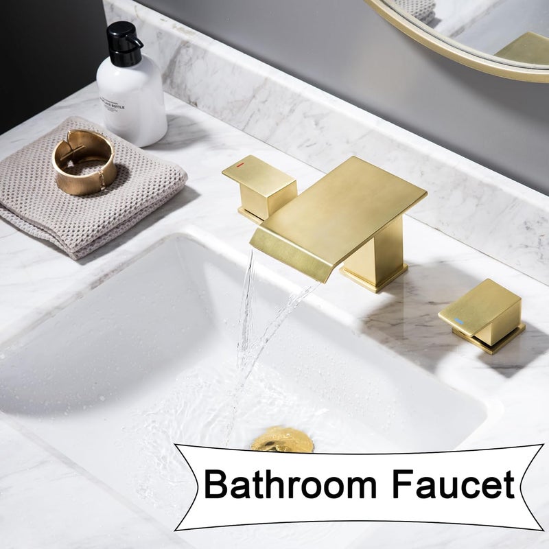 BEIYI Roman Tub Faucet Brushed Gold Deck Mount Waterfall Bathtub Faucet 2 Handles High Flow Bath Tub Faucet Set - Image 3