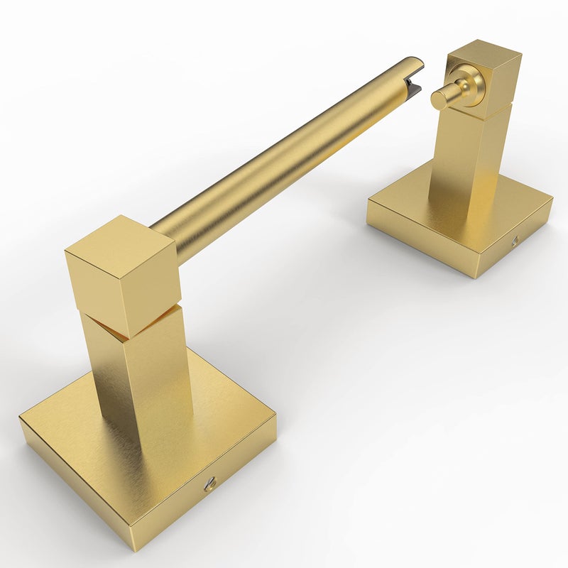 Ruacq Gold Toilet Paper Holder Double Post Pivoting Square Tissue Holders Roll Holder Hangers Brushed Gold Toilet Paper Stand Bathroom Stainless Steel and Zinc Alloy Modern Wall Mounted - Image 1