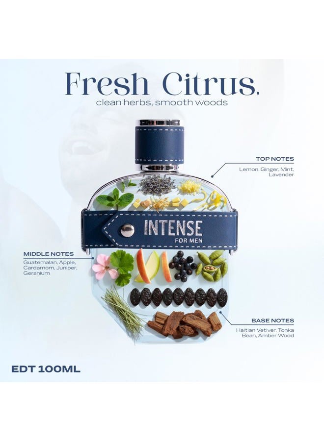 sapil Intense for men Eau De Toilette 100ml, Affordable Luxury Perfume, Aromatic Spicy Fragrance with Lemon, Ginger, Lavender, Mint Top Notes, Bold Blend Perfumes for Men - Image 2