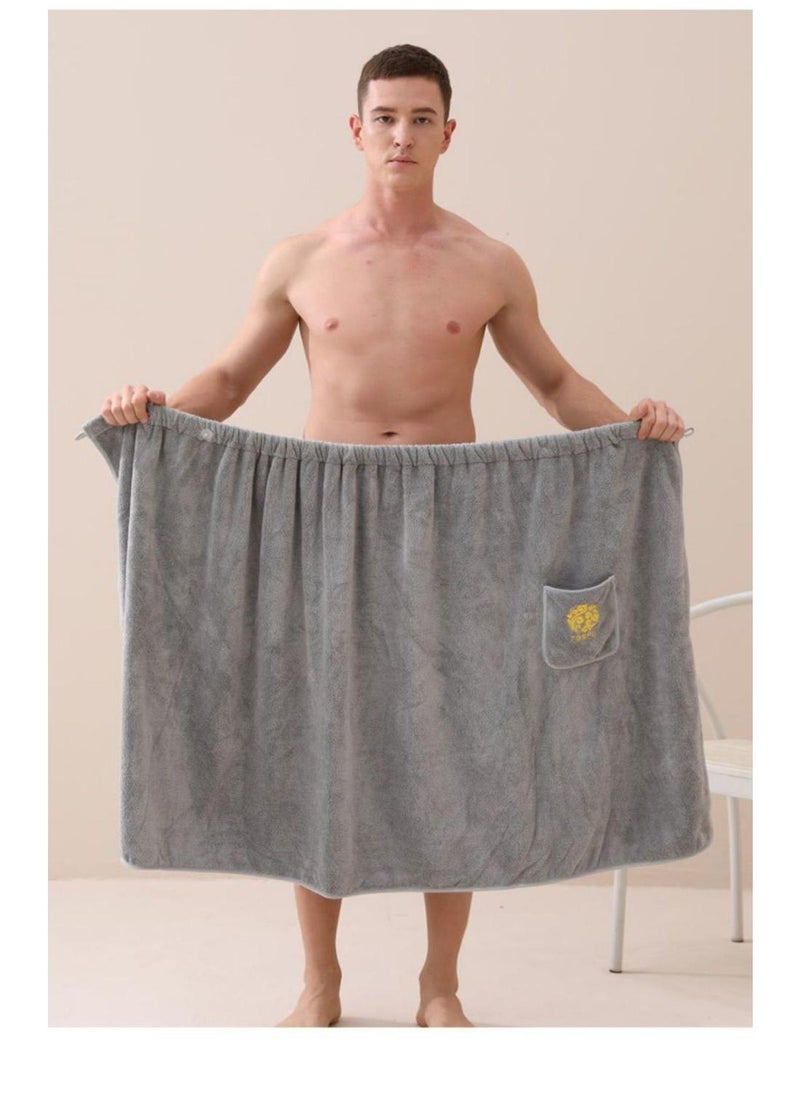 Bluejw - 2-Piece Coral Fleecer Men's Bath Towel With Towel Mens Bathe Absorbent Bath Towel Quick Drying Enlarged Thickened Wearable Household Shower 80x150cm - Image 1