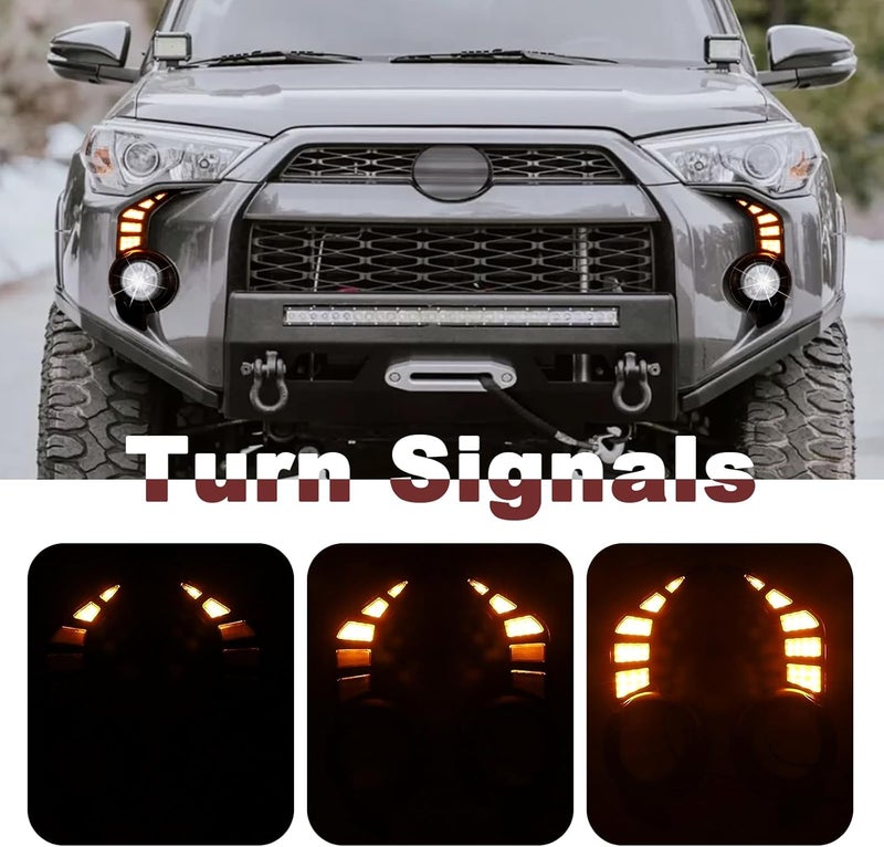 BreTrewri Daytime Running Lights & Fog Lights for 2014-2024 Toyota 4Runner - DRL, Turn Signal, Lamps Assembly - Image 4