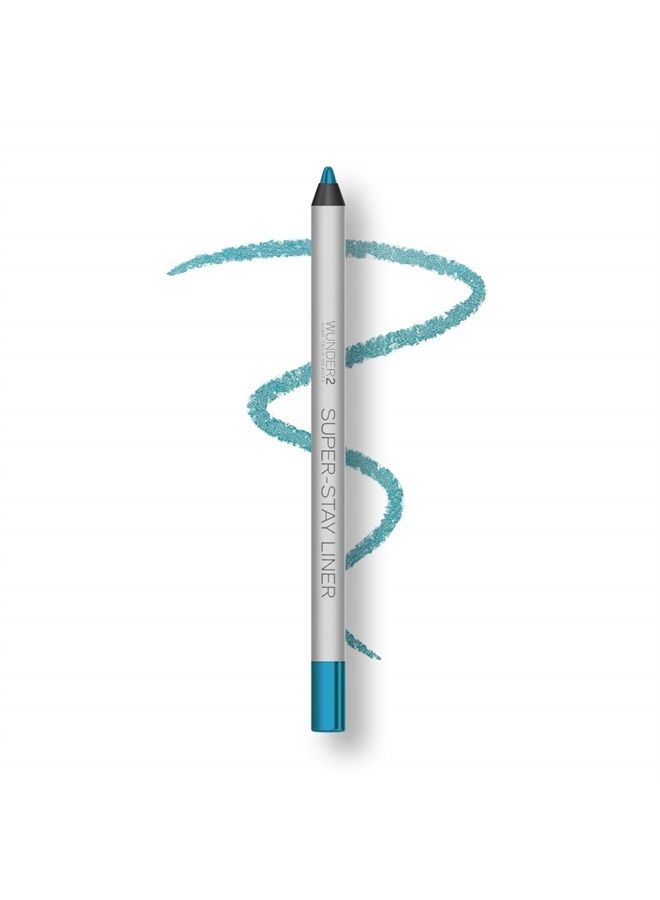 Wunder2 SUPERSTAY LINER Makeup Eyeliner Pencil Waterproof Eye Liner, Turquoise Blue, 1.2 Gram, 1, Metallic Turquoise - Image 1