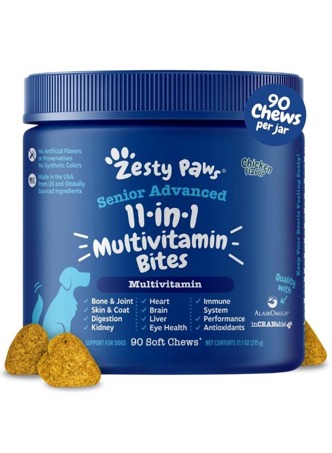 Zesty Paws Dogs Advanced 8 in 1 Multivitamin Bites, 90 Soft Chews - Image 1