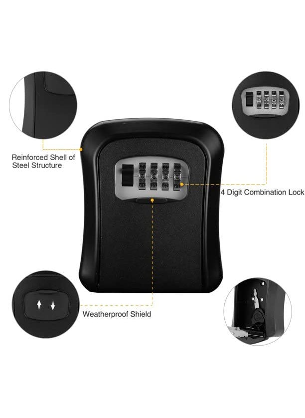 oddpod oddpod Combination Key Safe BoxKey Safe Lock Box Outdoor Storage Box with Code Combination Password Security Lock CH806 Black  - Image 4
