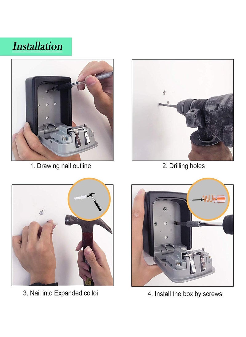 oddpod oddpod Combination Key Safe BoxKey Safe Lock Box Outdoor Storage Box with Code Combination Password Security Lock CH806 Black  - Image 5