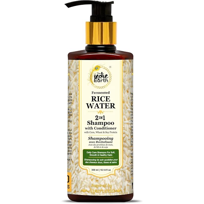 STRBOXONG The Indie Earth 2-IN-1 Fermented Rice Water Shampoo with Conditioner with Corn, Wheat and Soy Protein NO ADDITIONAL CONDITIONER REQUIRED For Soft, Smooth & Healthy Hairs 300ml - Image 1