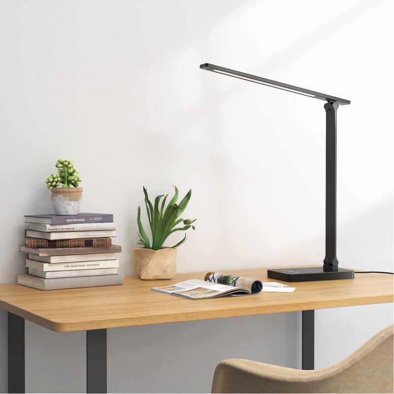 Lepro LED Desk Lamp with USB Charging Port,650LM Dimmable Home Office Touch Control Reading Table Lamp,5 Color Modes with 5 Brightness,College Dorm Room Essentials, Eye Caring, Sewing, Crafting, Black - Image 3
