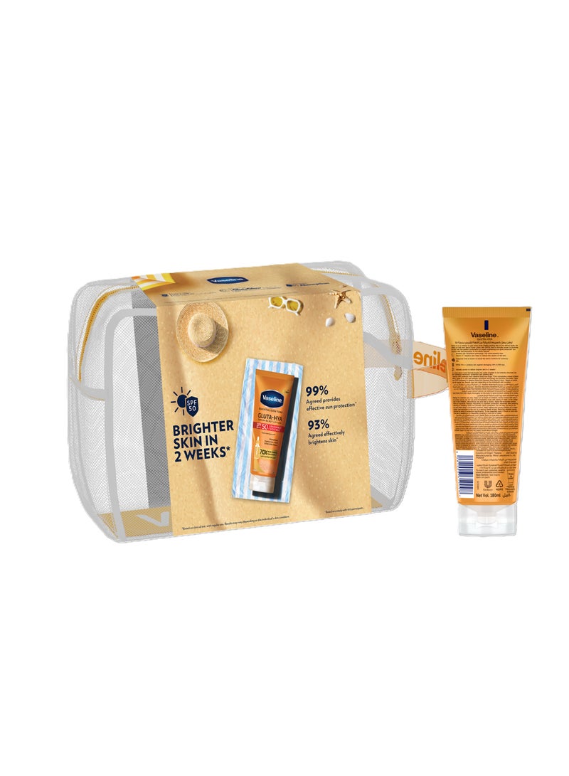 Vaseline لوسيون جلوتا-هيا سيروم برست للدفاع عن الإشراق SPF 50 PA+++ مع حقيبة سفر - Image 2