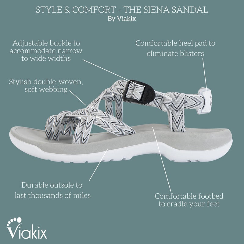 Viakix Womens Walking Sandals: Cute Stylish Comfy Athletic Sport Outdoor Hiking Sandal for Trekking Water Wide Width Beach, Frost 9 - Image 4