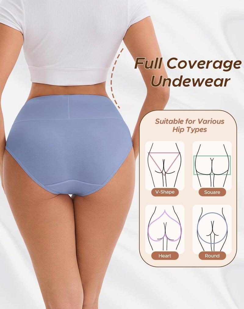 INNERSY Women's Modal Underwear High Waist Breathable Briefs Full Coverage Ladies Panties 4-Pack(Dark Vintage, Large) - Image 3