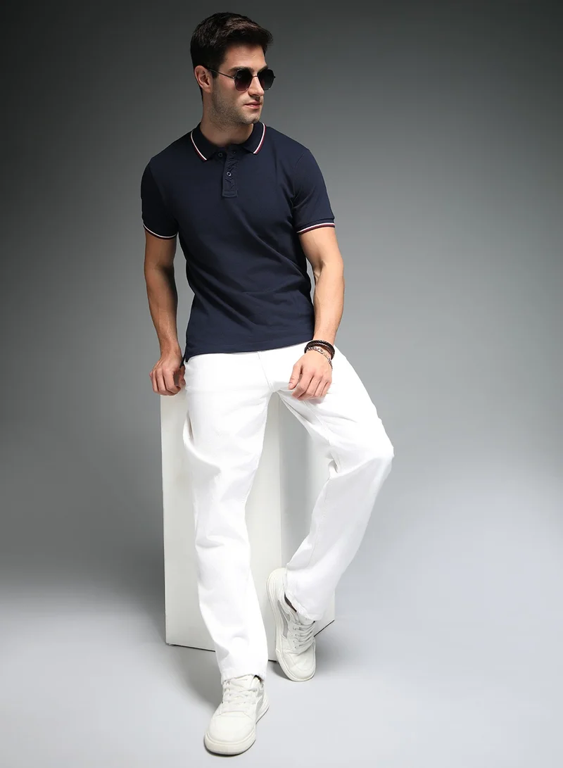HIGH STAR Polo Collar Short Sleeves Regular T-Shirt for Men