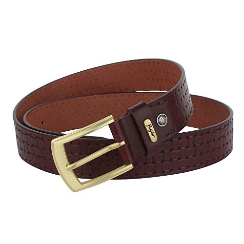 Flyer Men's Leather Belt (Formal/Casual) (Colour -Brown) (Size -36) Buckle Adjustable Size Genuine Leather (BR2129-36) - Image 3