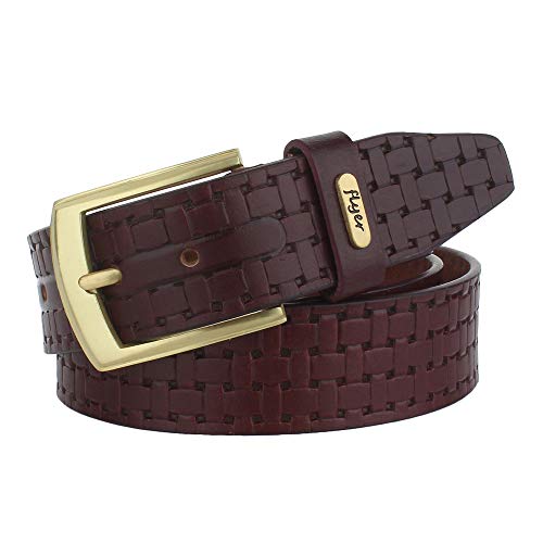 Flyer Men's Leather Belt (Formal/Casual) (Colour -Brown) (Size -36) Buckle Adjustable Size Genuine Leather (BR2129-36) - Image 1