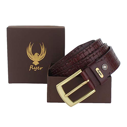 Flyer Men's Leather Belt (Formal/Casual) (Colour -Brown) (Size -36) Buckle Adjustable Size Genuine Leather (BR2129-36) - Image 5