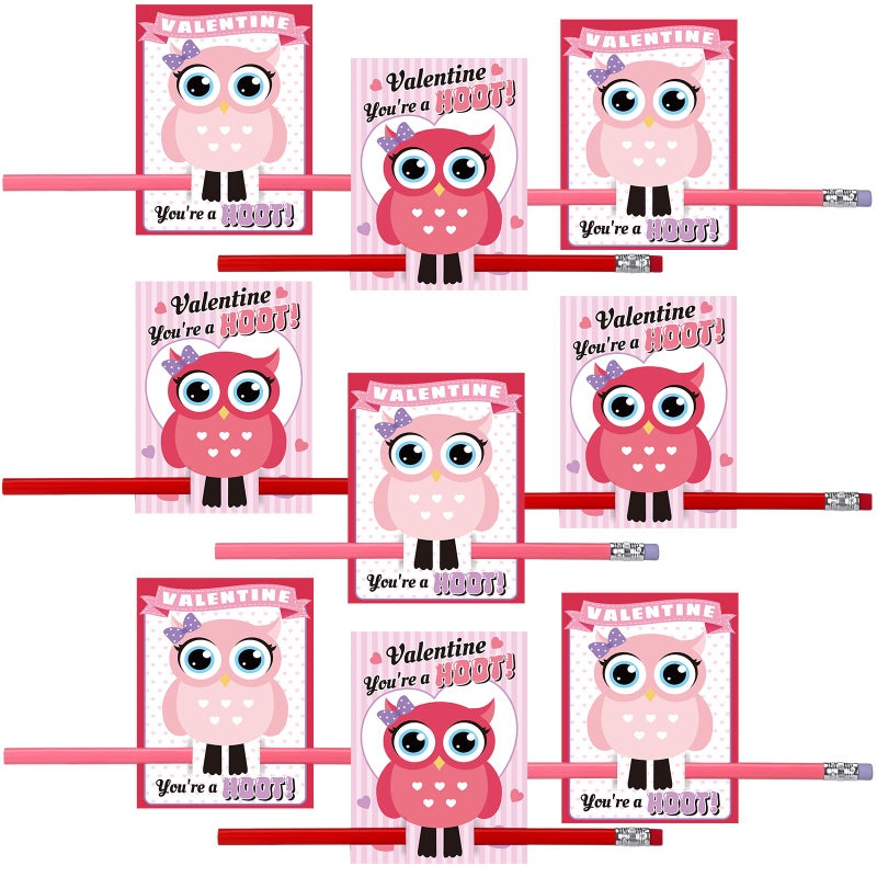 Saypacck 36 Pcs Valentines Day Cards with Pencils Valentine Cards with Pencil Inserted Mazes Funny for Party Gift PinkRedYoure A Hoot - Image 3