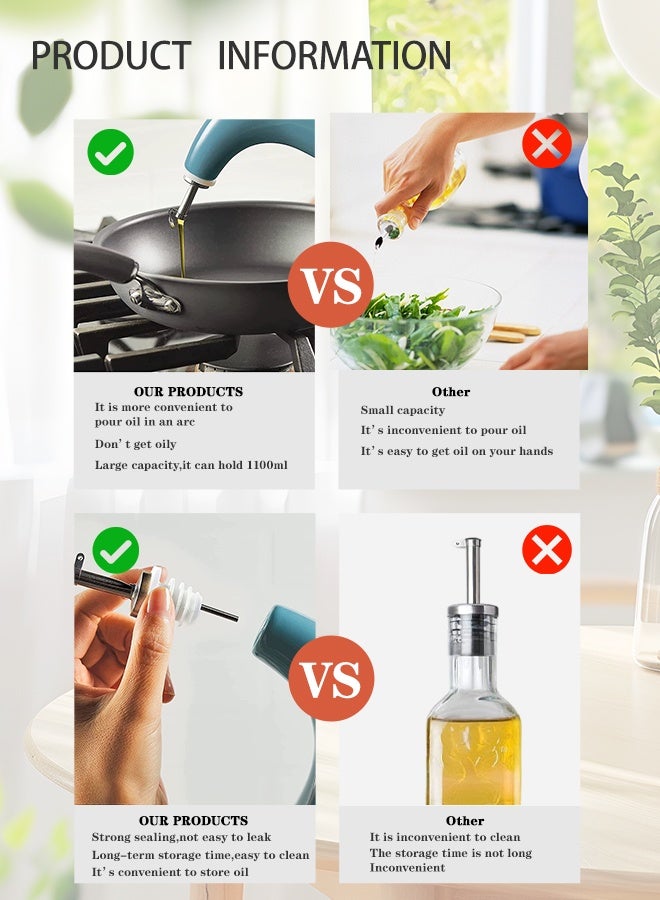 موزع زيت سيراميك أنيق سعة 1 لتر مع غطاء من الفولاذ المقاوم للصدأ - زجاجة زيت مطبخ مصنوعة يدويًا بتصميم عربي مع فوهة مانعة للتنقيط لزيوت الزيتون/الخضراوات - مقاومة للحرارة وصديقة للبيئة - Image 5