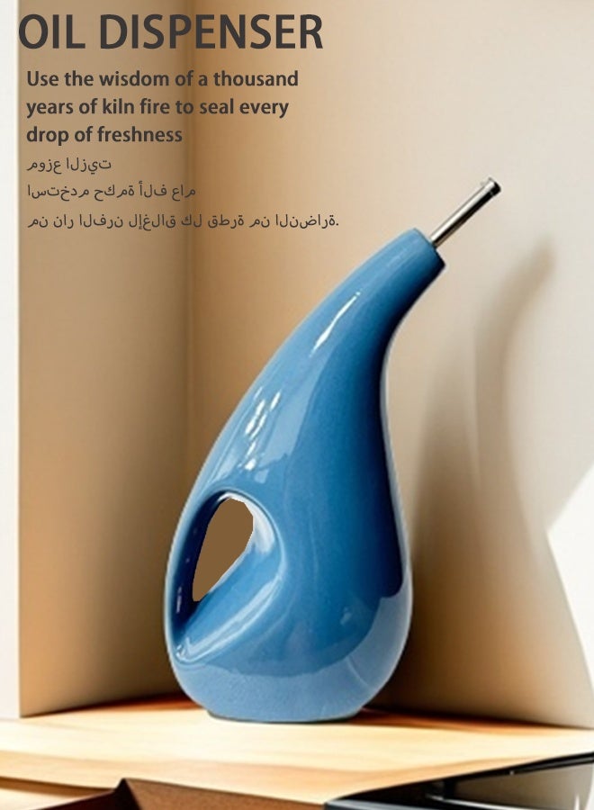 موزع زيت سيراميك أنيق سعة 1 لتر مع غطاء من الفولاذ المقاوم للصدأ - زجاجة زيت مطبخ مصنوعة يدويًا بتصميم عربي مع فوهة مانعة للتنقيط لزيوت الزيتون/الخضراوات - مقاومة للحرارة وصديقة للبيئة - Image 2