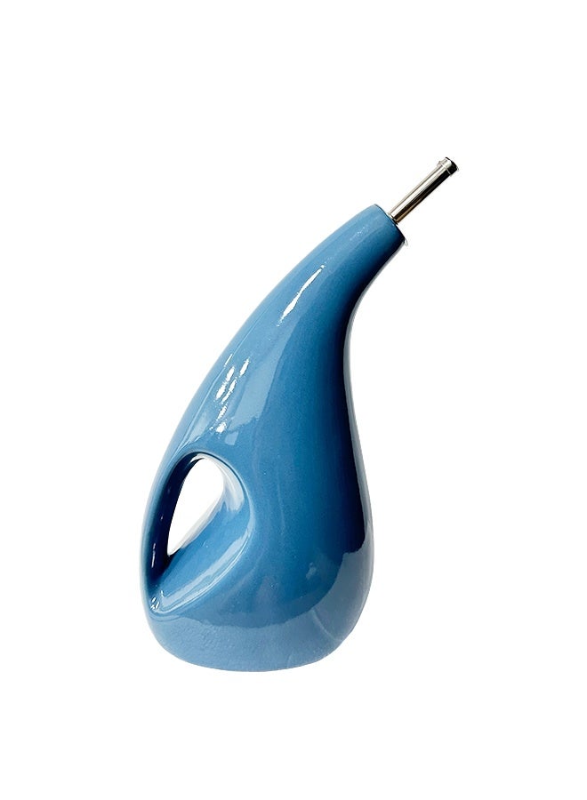 موزع زيت سيراميك أنيق سعة 1 لتر مع غطاء من الفولاذ المقاوم للصدأ - زجاجة زيت مطبخ مصنوعة يدويًا بتصميم عربي مع فوهة مانعة للتنقيط لزيوت الزيتون/الخضراوات - مقاومة للحرارة وصديقة للبيئة - Image 1