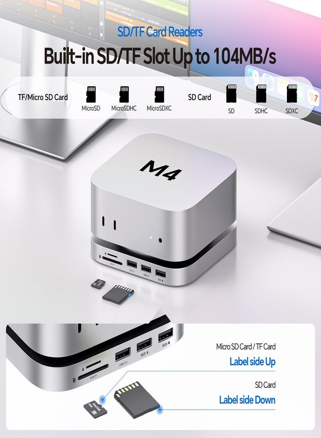 PULWTOP Mac Mini M4 Dock Stand with DP 4K 144Hz & HDMI 4K 60Hz with 4TB NVMe SSD Enclosure (SSD NOT Included), 3 USB A 2.0, SD/TF 3.0, 3.5mm Audio (Mac Mini M4 Dock Stand) - Image 5
