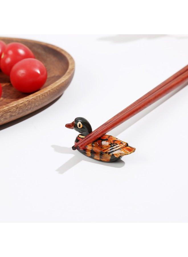 Hotel Solid Wood Chopsticks Rack Japanese Style Japanese Style Chopsticks Holder Creative Nanmu Chopsticks Pillow Cute Stitching Dual-use Chopsticks Spoon Rack-Specifications:KZJ-106 Lotus Leaf Rack 2.7*2.5 * 1.2cm - Image 3