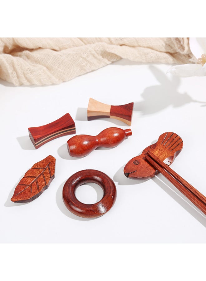 Hotel Solid Wood Chopsticks Rack Japanese Style Japanese Style Chopsticks Holder Creative Nanmu Chopsticks Pillow Cute Stitching Dual-use Chopsticks Spoon Rack-Specifications:KZJ-106 Lotus Leaf Rack 2.7*2.5 * 1.2cm - Image 4