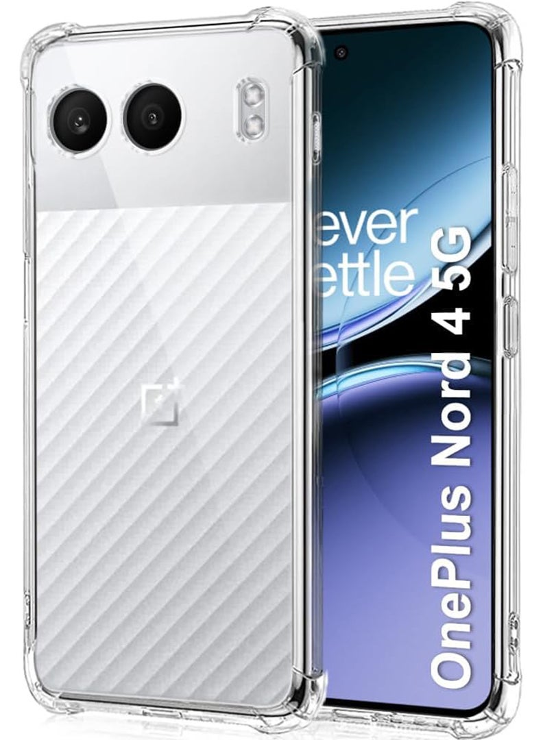 Theodor OnePlus Nord 4 Clear Case, Shock-Absorption TPU Cell Phone Cover with Reinforced Corners, Soft Flexible & Crystal Clear Protective Bumper Case - Image 1
