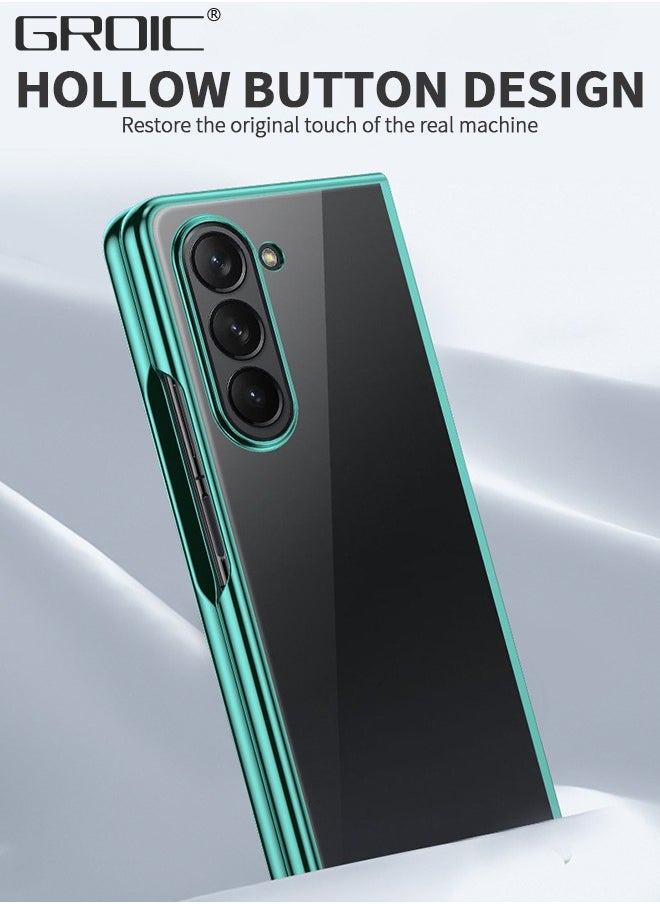 GROIC Compatible with Samsung Galaxy Z Fold 5 Case Plating Frame Electroplate Clear Luxury Elegant Case Camera Protector PC Shockproof Protective with Screen Protector and Camera Lens Protector  - Image 5