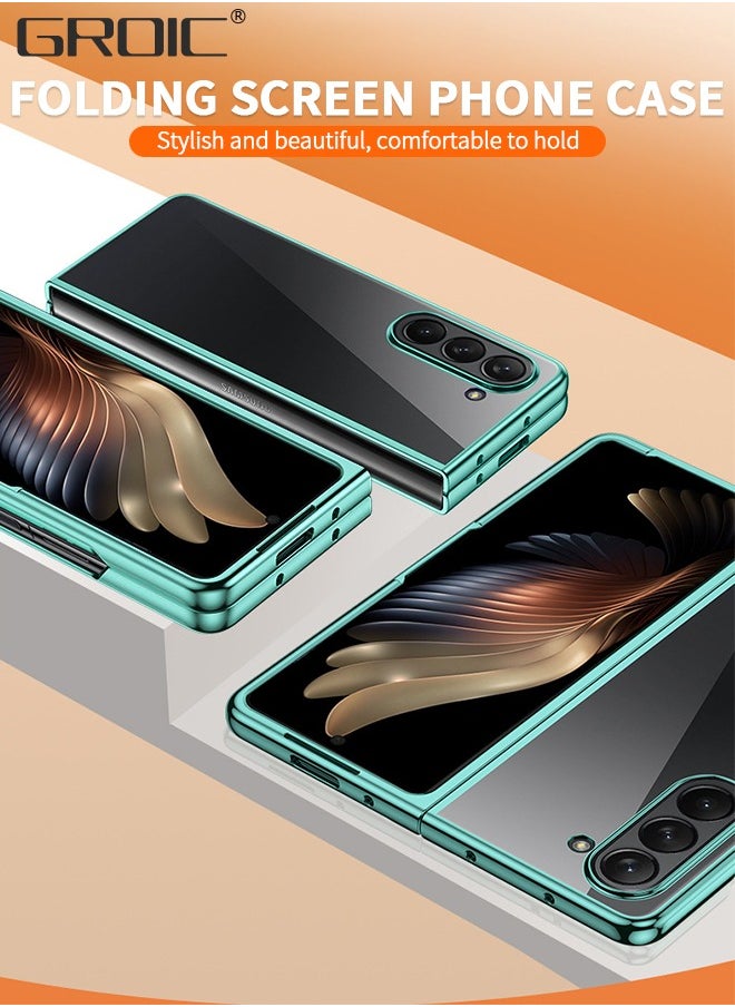 GROIC Compatible with Samsung Galaxy Z Fold 5 Case Plating Frame Electroplate Clear Luxury Elegant Case Camera Protector PC Shockproof Protective with Screen Protector and Camera Lens Protector  - Image 2