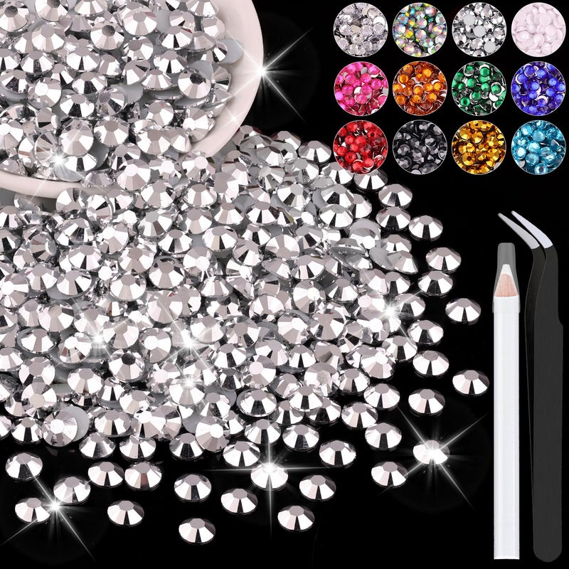 BELLEBOOST 2500PCS 5mm Resin Rhinestones in Bulk Silver Bedazzling Flatback Crystals for Crafts DIY Nail Decoration Gems Charms for Tumbler Shoes Clothing Fabric with Pickup Pen and Tweezers - Image 3