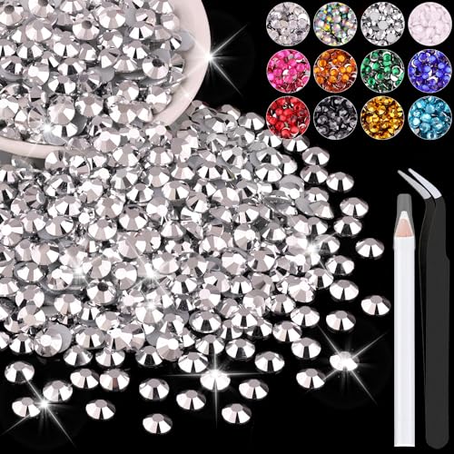 BELLEBOOST 2500PCS 5mm Resin Rhinestones in Bulk Silver Bedazzling Flatback Crystals for Crafts DIY Nail Decoration Gems Charms for Tumbler Shoes Clothing Fabric with Pickup Pen and Tweezers - Image 1
