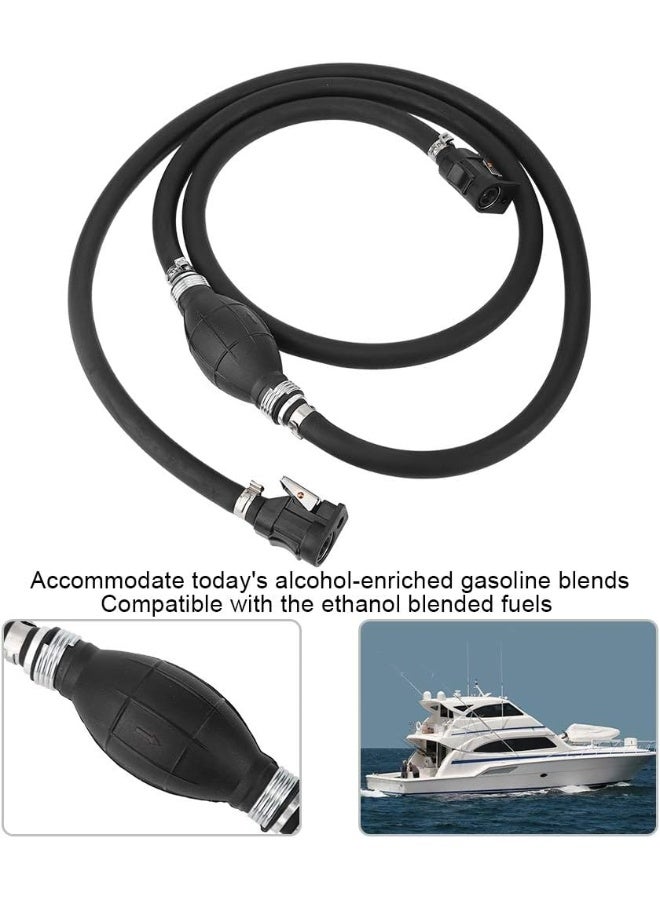 Maxmartt Boat Fuel Line 3/8in 7ft Boat Motor Fuel Gas Hose Fuel Line with Ball Pump Marine Gas Tank Fuel Line Assembly with Primer Bulb Connector for Marine Johnson - Image 3