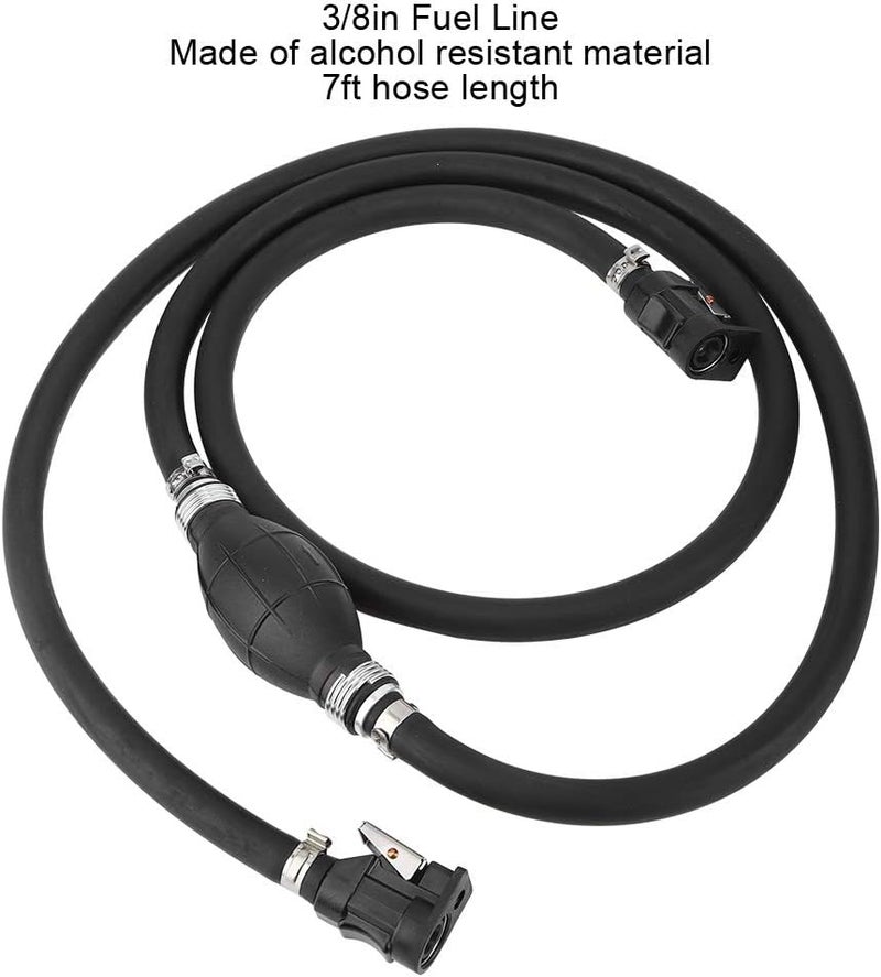 Maxmartt Boat Fuel Line 3/8in 7ft Boat Motor Fuel Gas Hose Fuel Line with Ball Pump Marine Gas Tank Fuel Line Assembly with Primer Bulb Connector for Marine Johnson - Image 4