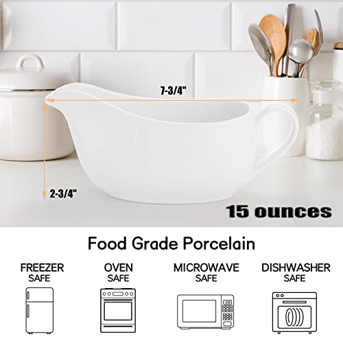Yesland 2 Pcs 15 oz Gravy Boat, Ceramic White Easy-Pour Gravy Boat for Dining, Holiday Meals & Parties - Image 2